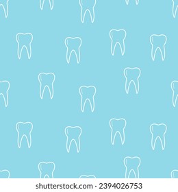 Seamless tooth icon pattern. Vector illustration of a medical background for dentistry.