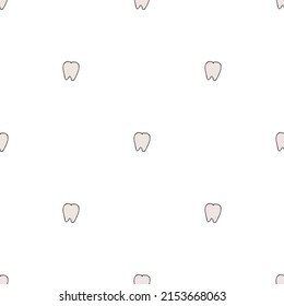 Seamless tooth pattern. Colored dental background. Doodle vector illustration with tooth