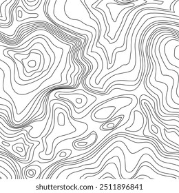 Padrão de mapa de linha de contorno topográfico contínuo. Abstrato preto e branco ondulado loopable linha de fundo para papel de parede, fundo, banner.