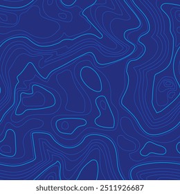 Seamless topographic contour line map pattern. Abstract blue wavy loopable line background for wallpaper, backdrop, banner.