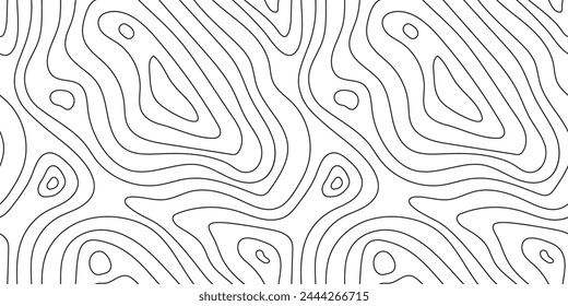 Seamless topographic map texture. Line topography map contour background, geographic grid. Mountain hiking trail over terrain.