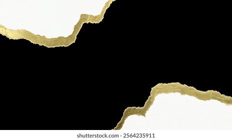 Seamless Torn Paper Edges with Luxurious Gold Texture – Vector Illustration
