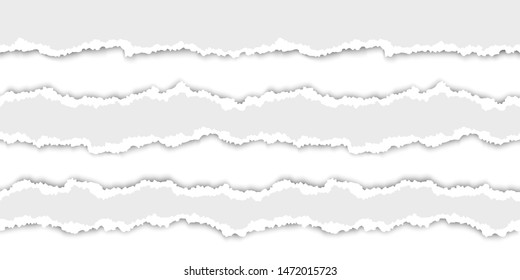 Seamless torn paper stripes. Paper texture with damaged edge. Vector illustration