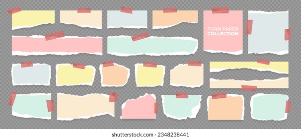 Seamless torn or ripped notebook paper sheets with edges and shadow. Blank page split, office scrap note or tear newspaper for social media banner background. Abstract ornament or decoration clip art.