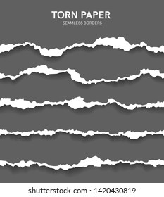 Seamless torn ripped paper layered isolated. Blue color. Transparent background. Realistic template. Simple modern design. Flat style vector illustration.