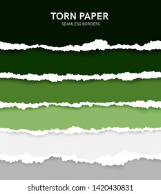 Seamless torn ripped paper layered isolated. Blue color. Transparent background. Realistic template. Simple modern design. Flat style vector illustration.