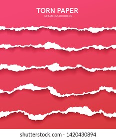Seamless torn ripped paper layered isolated. Blue color. Transparent background. Realistic template. Simple modern design. Flat style vector illustration.
