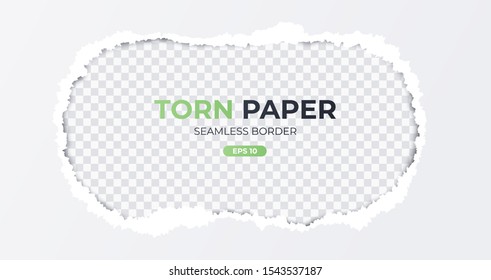Seamless torn ripped paper layered isolated. Round paper scrap. White color. Transparent background. Realistic template. Simple modern design. Flat style vector illustration.