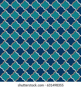 Seamless Tosca Blue Peach Moroccan Pattern