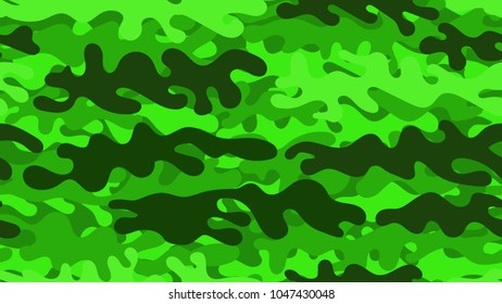 Seamless toxic green camouflage pattern. Repeating military clothing texture.
