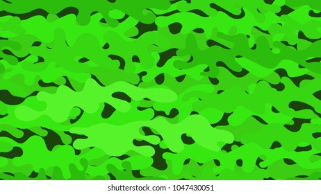 Seamless toxic green camouflage pattern. Repeating military clothing texture.