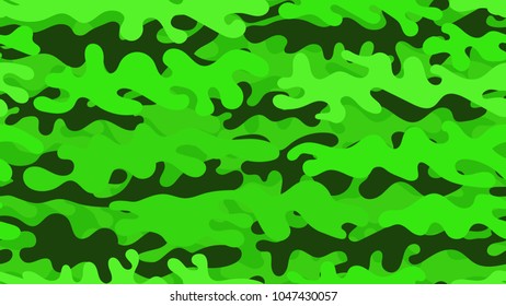 Seamless toxic green camouflage pattern. Repeating military clothing texture.
