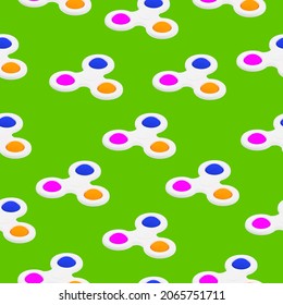 Patrón de juguete sin foco sobre un fondo verde. Un juego antiestrés de moda. Ilustración vectorial. Pop, Simple Dimple.