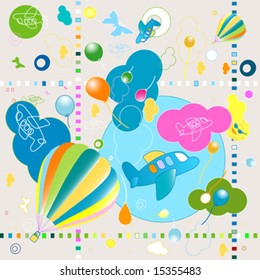 seamless toys pattern, funny background for kids