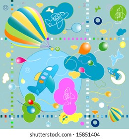 seamless toys pattern, funny background for kids