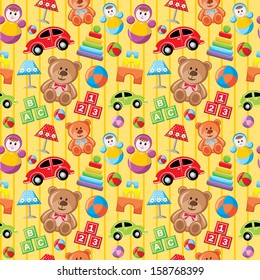 Seamless Toys Pattern. Vector