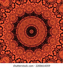 Seamless tracery tile mehndi design. Ethnic ornament, colorful doodle symmetry texture. Folk traditional spiritual tribal design
