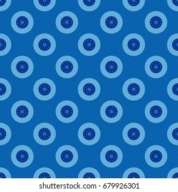 Seamless Traditional African Fabric Pattern (Seshoeshoe, Leteisi, Mateisi, German print) in Botswana, Lesotho, South Africa (Blue)