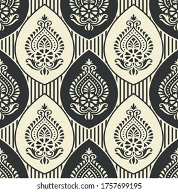 Seamless traditional Asian damask pattern design