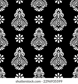 Seamless traditional Asian damask pattern design