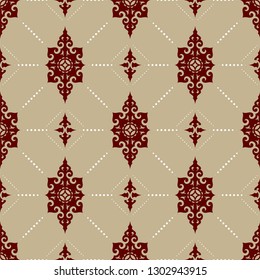 Seamless traditional asian ornamental motive, japanese, chinese or korean and more. Geometric pattern with repeating elements. Elegant luxury tiled design, best for print fabric or papper and more.