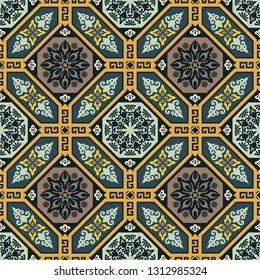 Seamless traditional asian ornamental motive, japanese, chinese or korean and more. Geometric pattern with repeating elements. Elegant luxury tiled design, best for print fabric or papper and more.