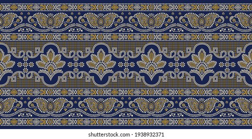 Seamless traditional Asian paisley border design