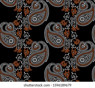 Seamless traditional Asian paisley pattern design