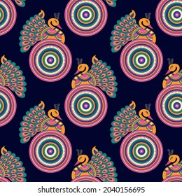 Seamless traditional Asian peacock pattern design