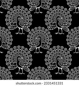 Seamless traditional Asian peacock wallpaper pattern