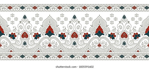 Seamless traditional Asian textile fabric border