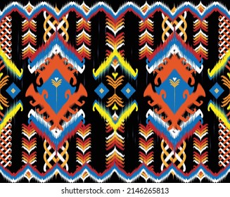 Seamless traditional traditional background pattern, oriental ethnic or folk fabric pattern for tapestry, wallpaper, clothing, batik wrapping, cloth, embroidery style, vector illustration.