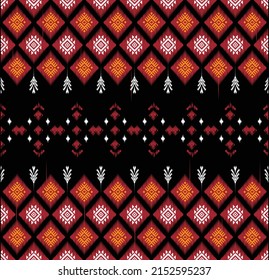 Patrón de fondo tradicional sin igual, patrón de tela oriental étnica o folclórica para tapicería, papel de pared, ropa, envoltura de batik, tela, estilo de bordado, ilustración vectorial.