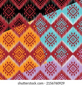 Patrón de fondo tradicional sin igual, patrón de tela oriental étnica o folclórica para tapicería, papel de pared, ropa, envoltura de batik, tela, estilo de bordado, ilustración vectorial.
