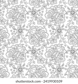 seamless traditional black and white paisley pattern