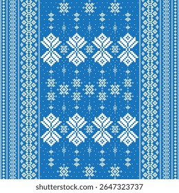 Seamless Traditional Cross-Stitch Pattern – Ethnic Folk Embroidery Textile Background