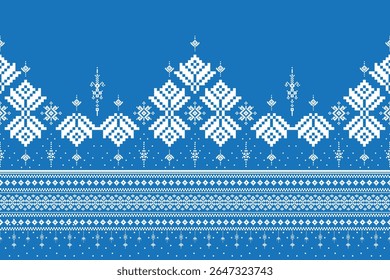 Seamless Traditional Cross-Stitch Pattern – Ethnic Folk Embroidery Textile Background
