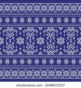 Seamless Traditional Cross-Stitch Pattern – Ethnic Folk Embroidery Textile Background