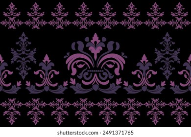 sin costuras, étnico tradicional, patrón de damasco, patrón de tela para textiles, alfombras, Fondo de pantalla, ropa, sarong, batik, envoltura, bordado, impresión, fondo, cubierta, ilustración, Vector.
