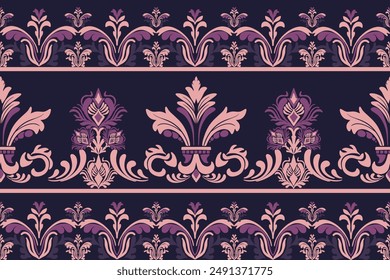 seamless, traditional ethnic, damask pattern, fabric pattern for textiles, rugs, wallpaper, clothing, sarong, batik, wrapping, embroidery, print, background, cover, illustration, vector.