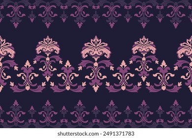 seamless, traditional ethnic, damask pattern, fabric pattern for textiles, rugs, wallpaper, clothing, sarong, batik, wrapping, embroidery, print, background, cover, illustration, vector.
