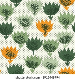 seamless traditional floral pattern on green