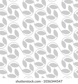 Seamless traditional geometric leaves pattern. Monochrome vintage floral background.
