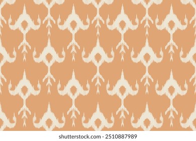 Padrão Ikat tradicional sem costura em creme e bege - Design têxtil étnico tribal com formas geométricas abstratas para tecido, papel de parede e decoração de casa