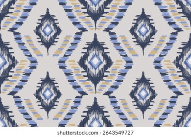 Seamless traditional ikat pattern with earthy tones in geometric and tribal-inspired design. Ideal for textiles, wallpapers, and ethnic-themed projects.