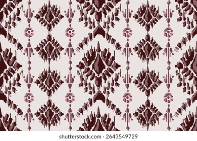Seamless traditional ikat pattern with earthy tones in geometric and tribal-inspired design. Ideal for textiles, wallpapers, and ethnic-themed projects.