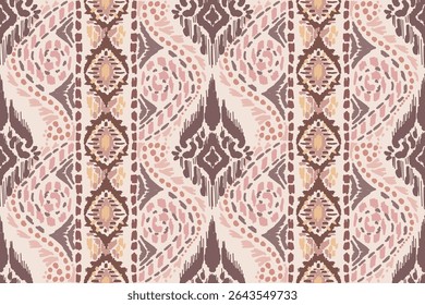 Seamless traditional ikat pattern with earthy tones in geometric and tribal-inspired design. Ideal for textiles, wallpapers, and ethnic-themed projects.