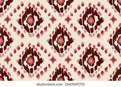 Seamless traditional ikat pattern with earthy tones in geometric and tribal-inspired design. Ideal for textiles, wallpapers, and ethnic-themed projects.