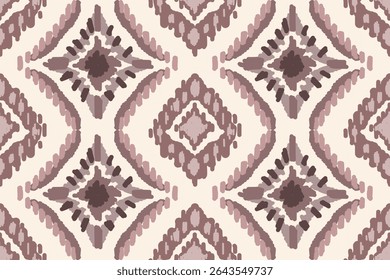 Seamless traditional ikat pattern with earthy tones in geometric and tribal-inspired design. Ideal for textiles, wallpapers, and ethnic-themed projects.
