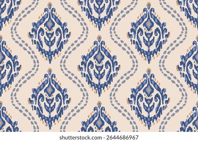 Seamless traditional ikat pattern with earthy tones in geometric and tribal-inspired design. Ideal for textiles, wallpapers, and ethnic-themed projects.